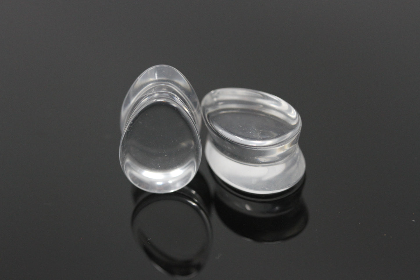 Clear Glass Teardrop Plugs - Pair 2