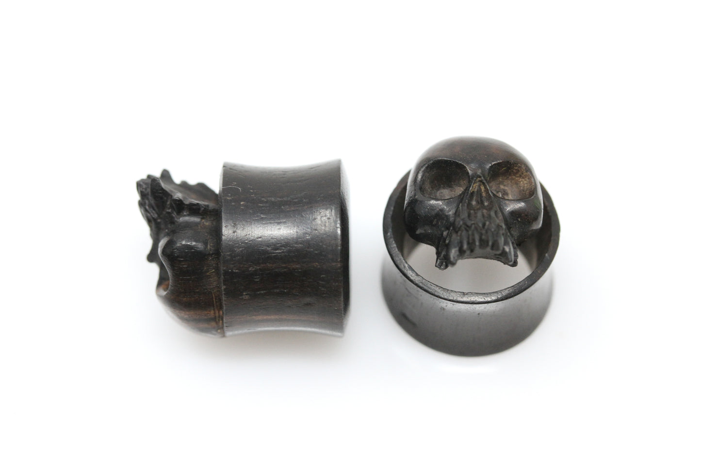 Wood Vampire Skull Plugs - Pair 3