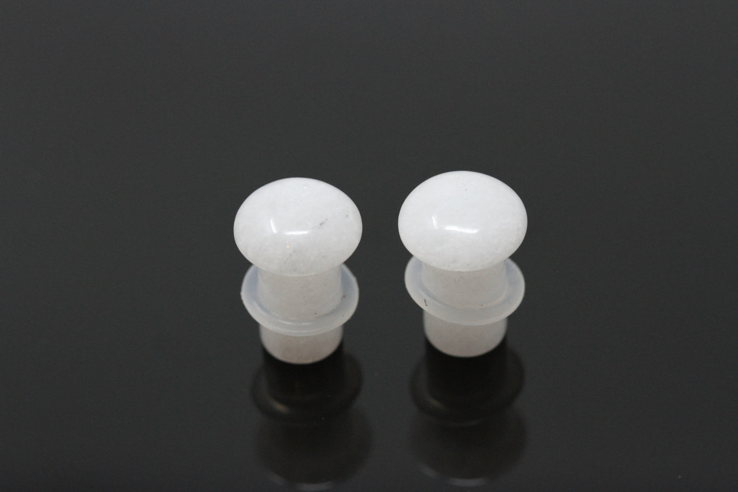 White Jade Single Flare Plugs - Pair 3