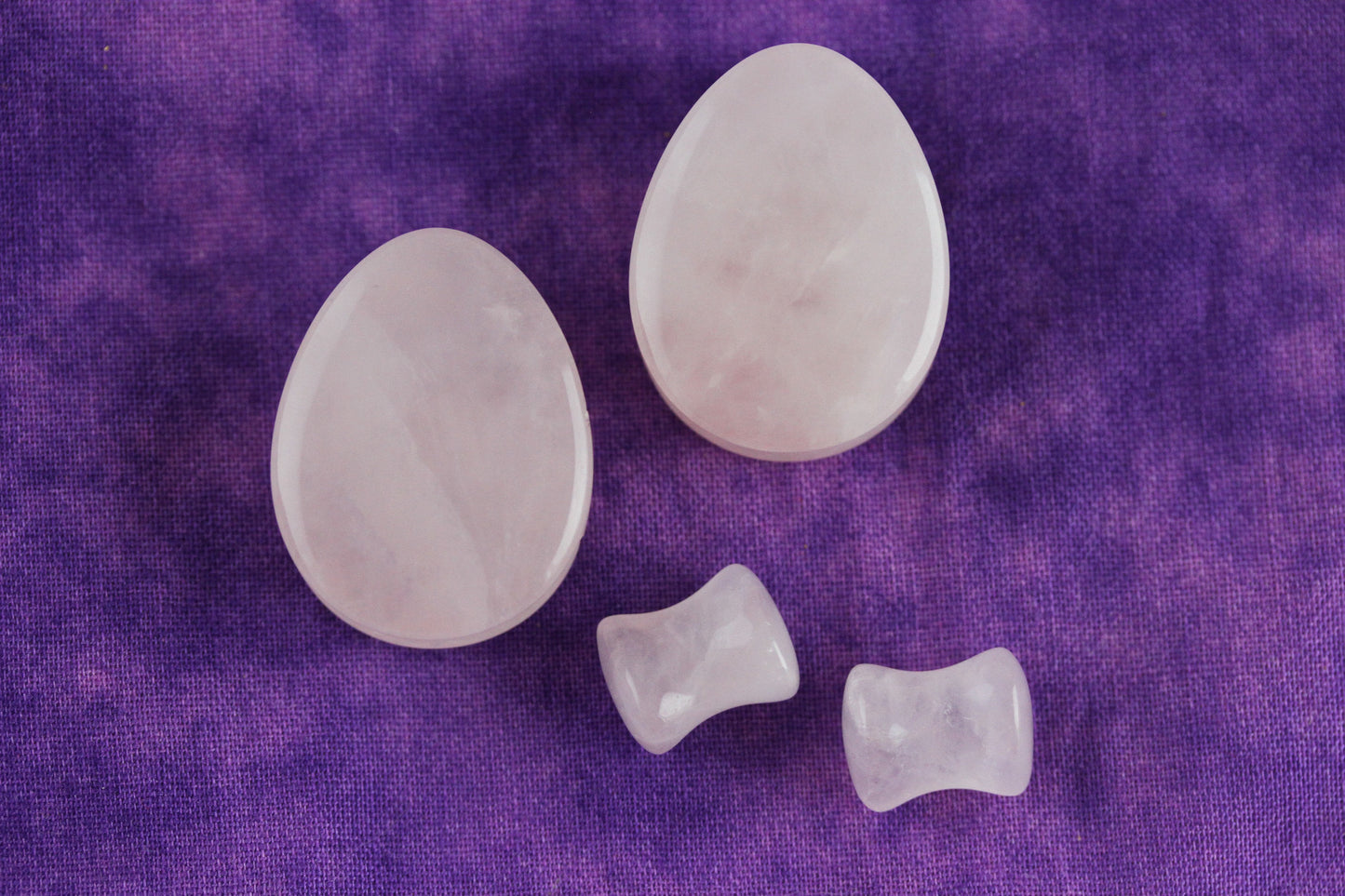Rose Quartz Teardrop Plugs - Pair