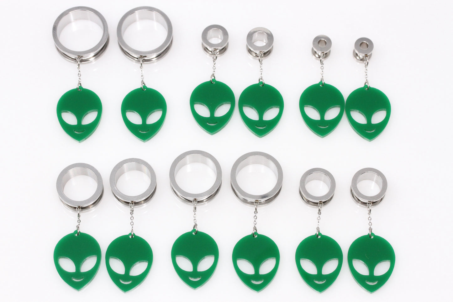 Alien Stainless Steel Danglers - Screw on Tunnel (Pair) - TF006