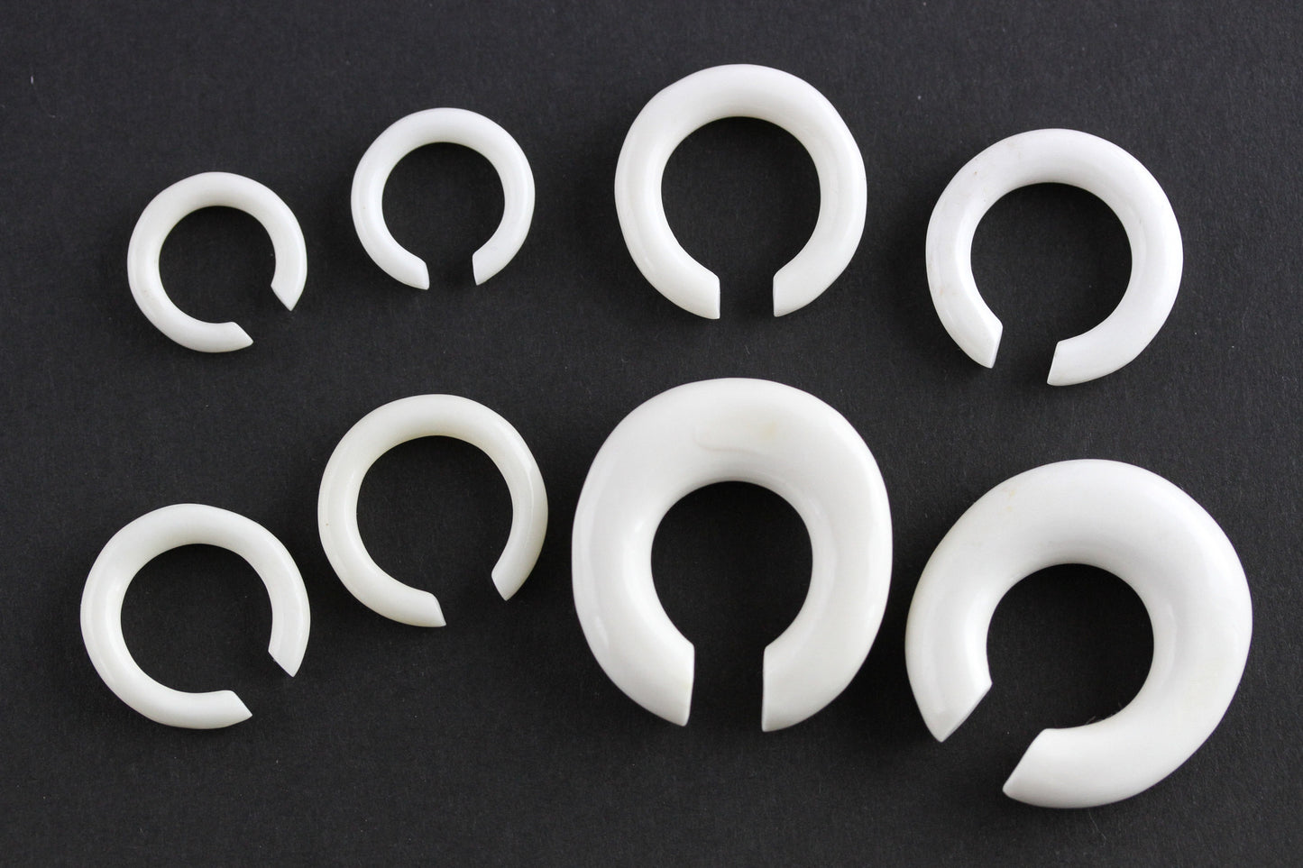 Hanging Ear Hoop Plugs - Carved Bone (Pair) - C059