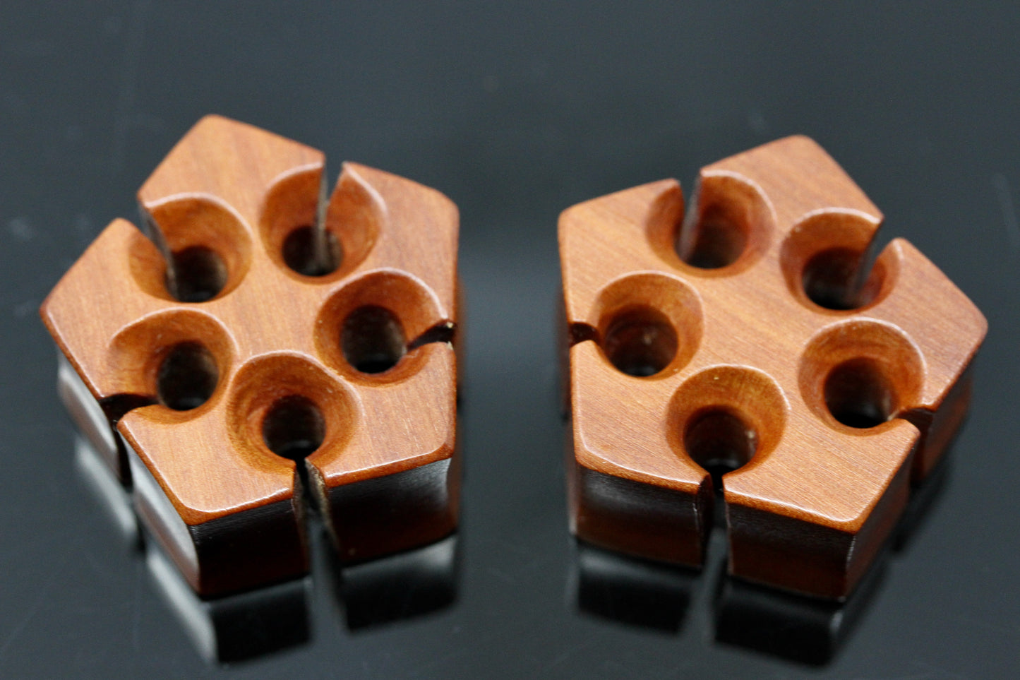 Wooden Ninja Star Plugs - Hand Carved - (Pair) - PA99