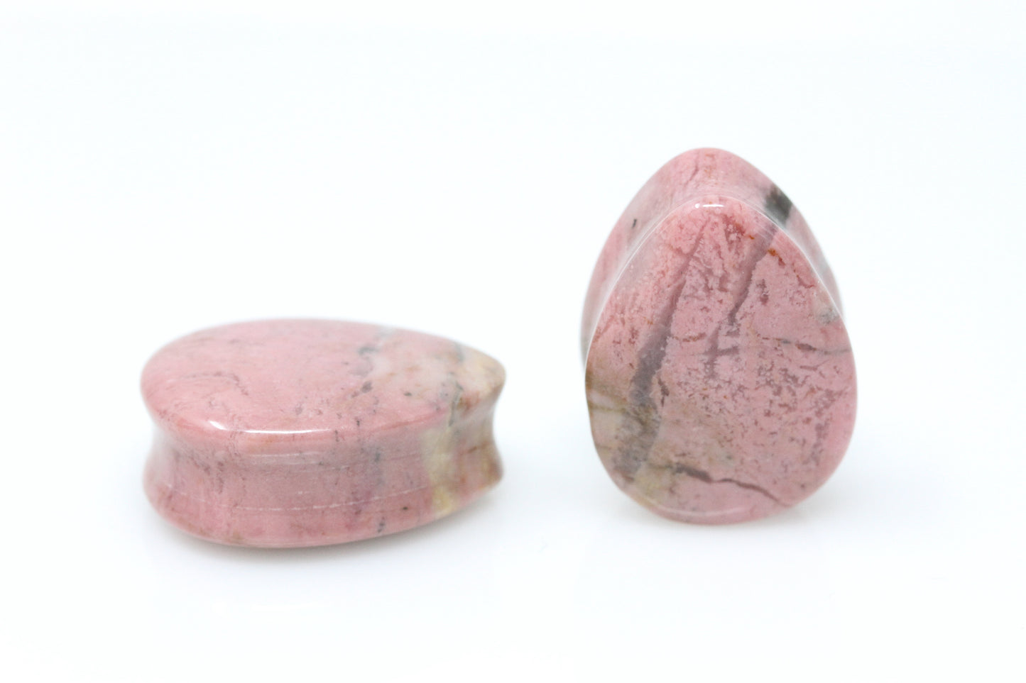 Rhodonite Teardrop Shaped Plugs - Pair 3