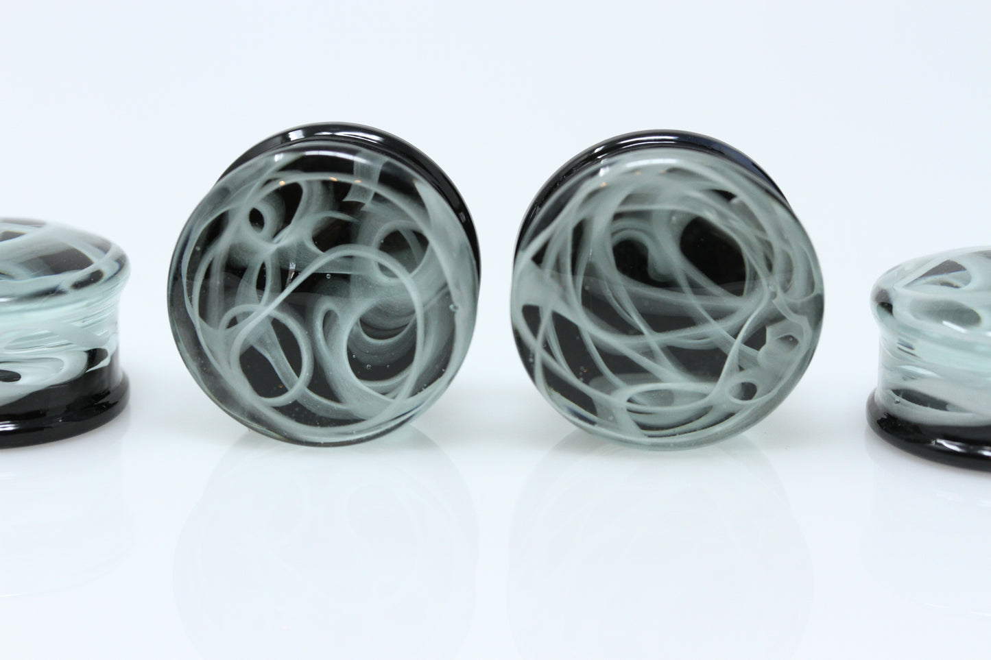 White Smoke Glass Plugs - Pair 2