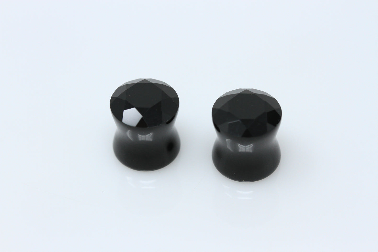 Black Faceted Cut Plugs - Pair 3