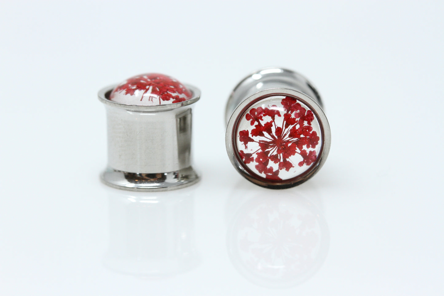 Red Flower Plugs - Pair 4