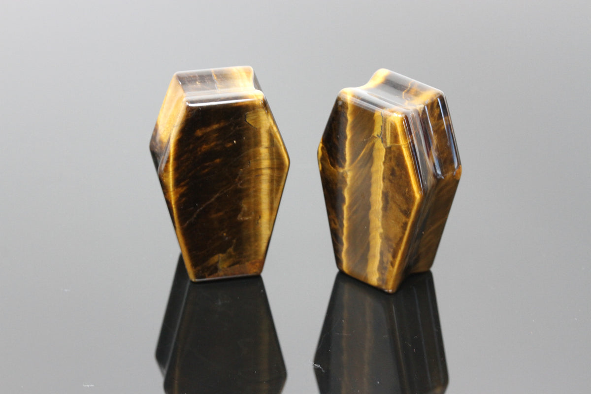 Tigers Eye Coffin Plugs - Pair 1