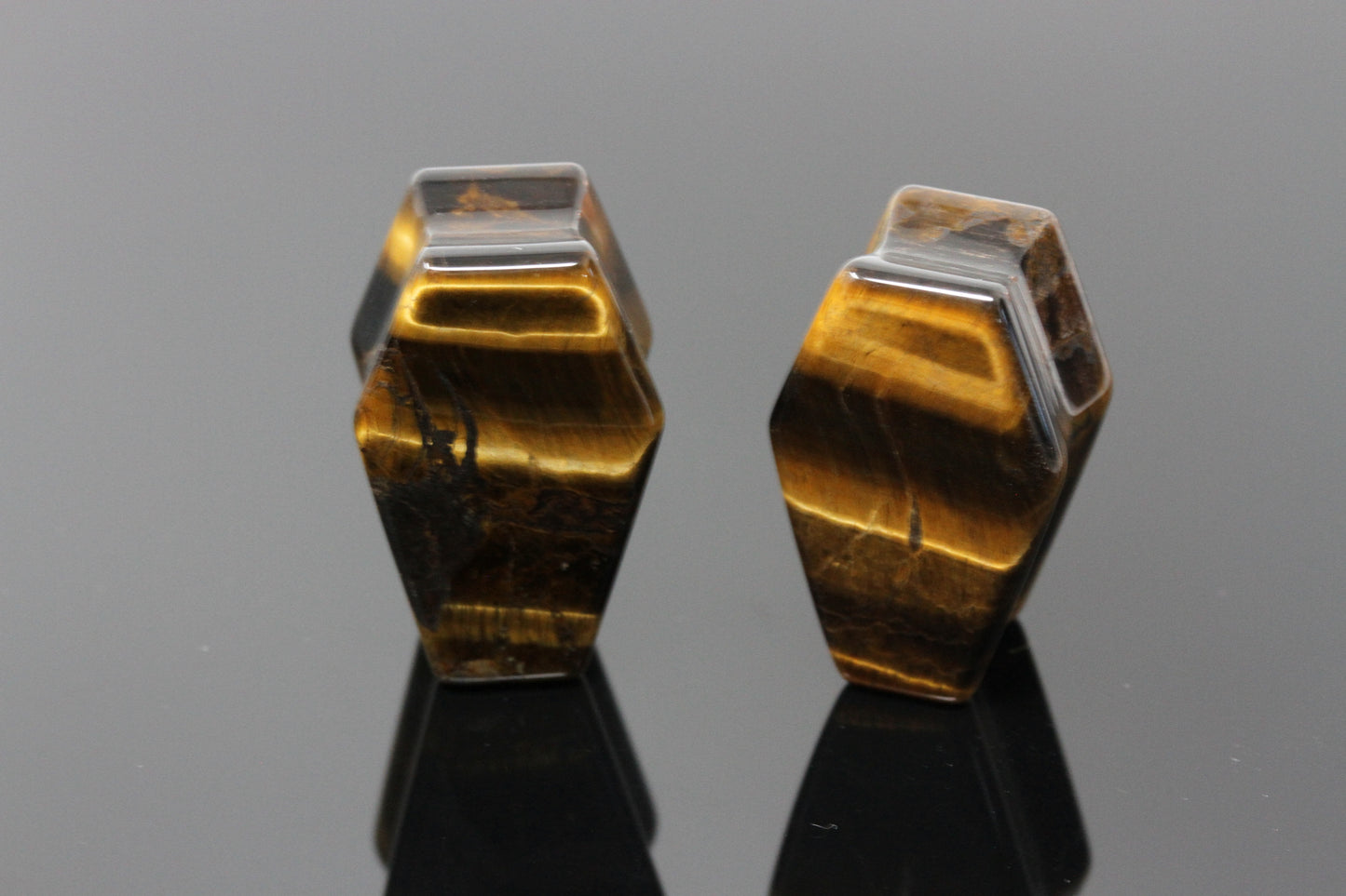 Tigers Eye Coffin Plugs - Pair 2