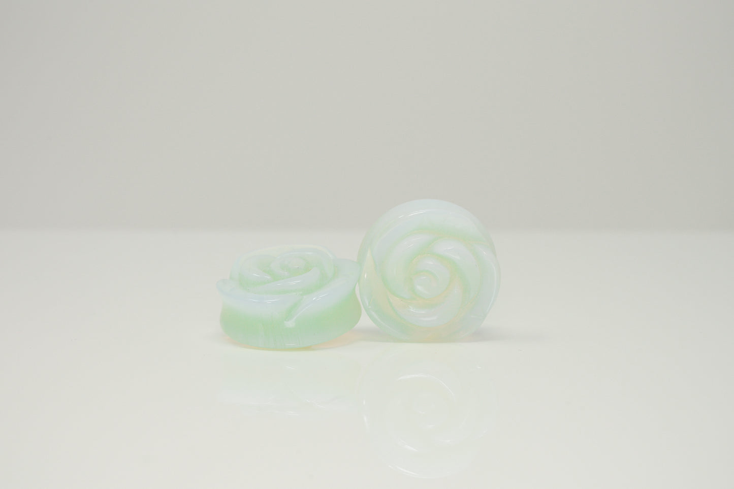 Opalite Rose Plugs - Carved opalite stone plugs (Pair) - PH02