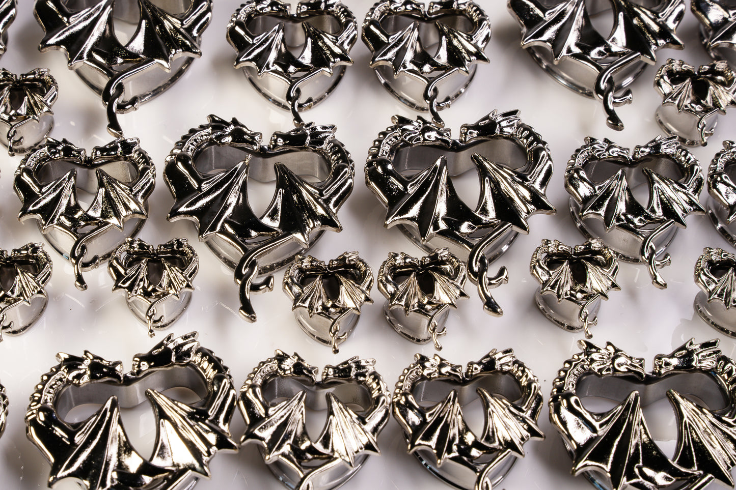 Stainless Steel Dragon Heart Plugs (Pair) - PSS120