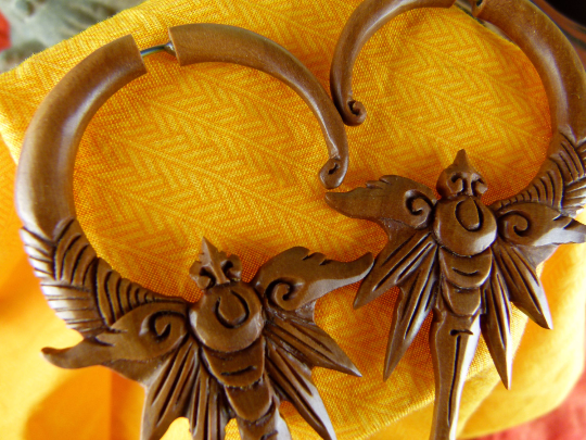 Wood Dragonfly Hanger Plugs - Fake