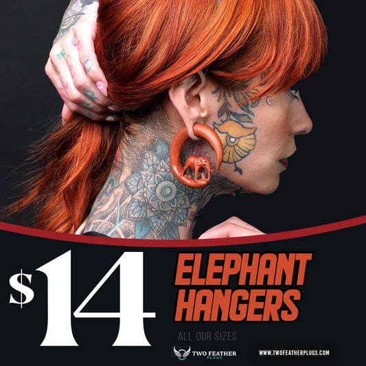 Elephant Plug Hanger for Stretch Ears (Pair) - A058