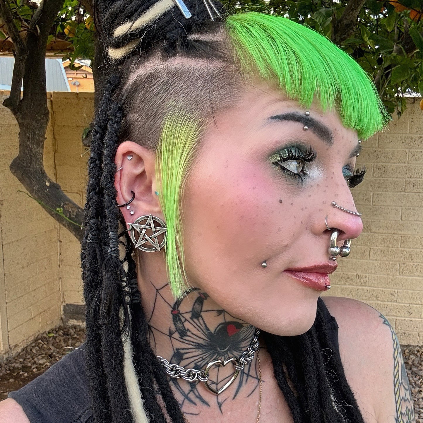 Pentagram Moon Stainless Steel Tunnels (Pair) - PSS92