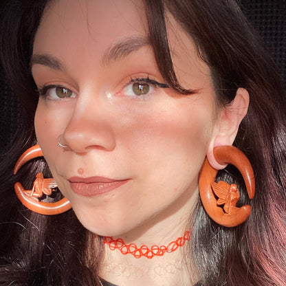 Fairy Wood Plug Hangers - Hand Carved Fairy plugs (Pair) - A065