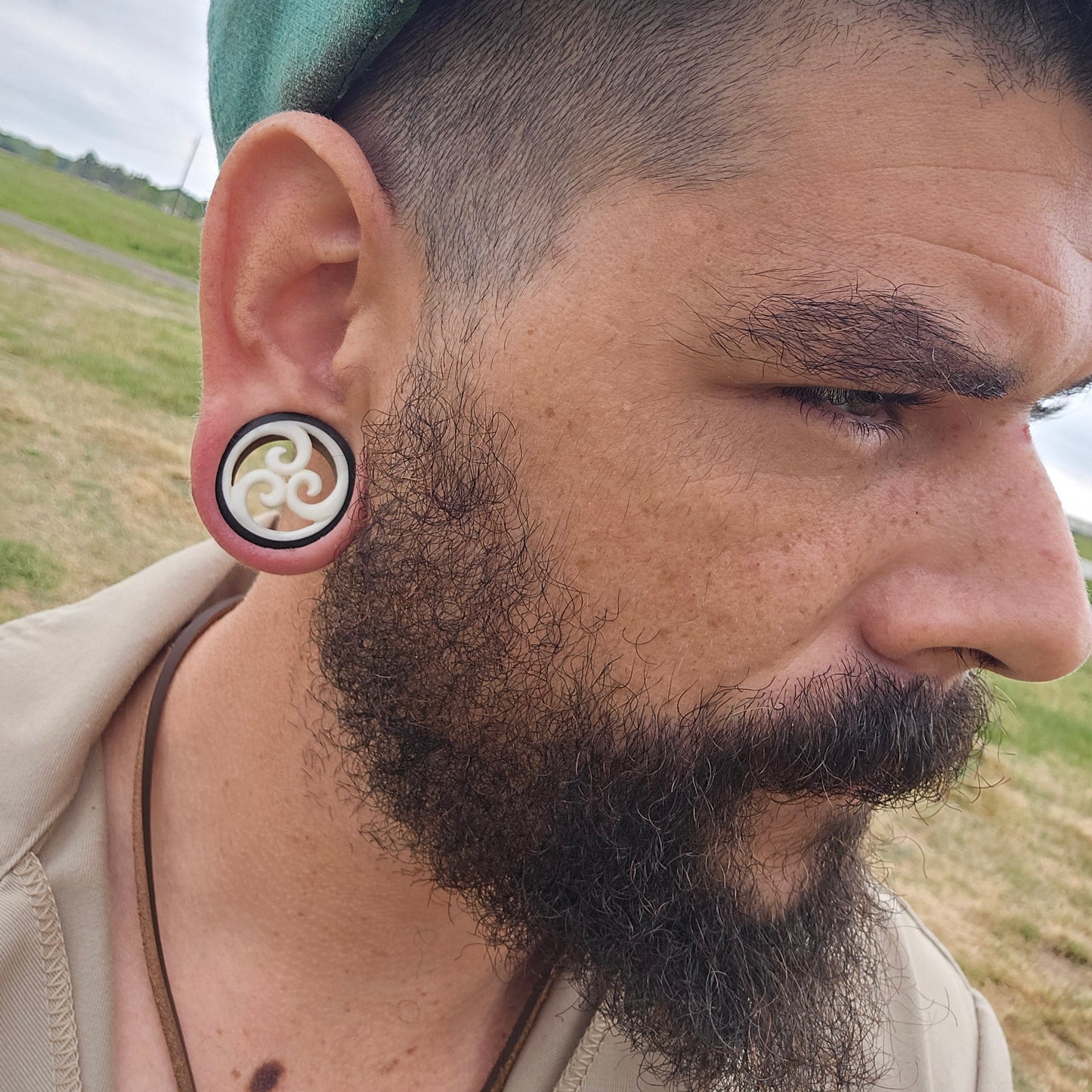 Hand Carved Bone and Wood Tunnels (Pair) - PA21