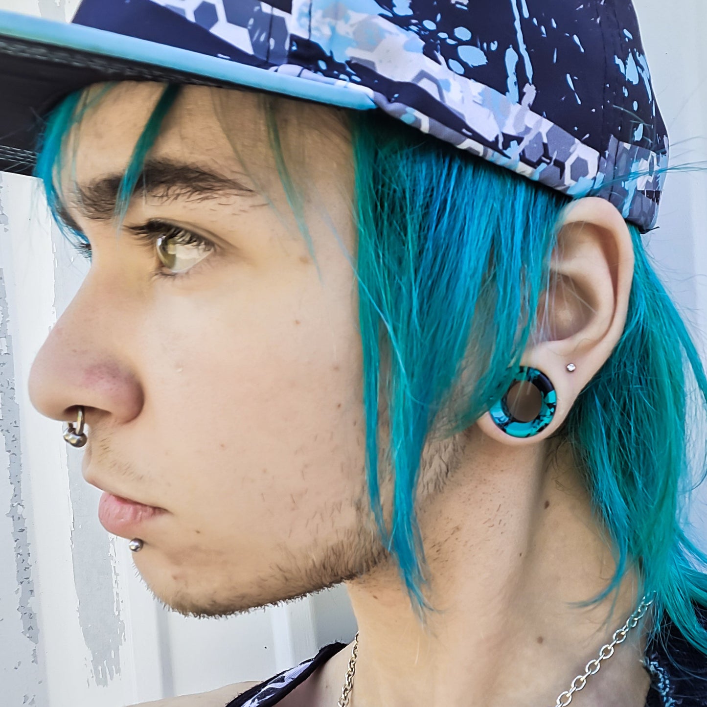 Teal Howlite Tunnels - (Pair) - PH88