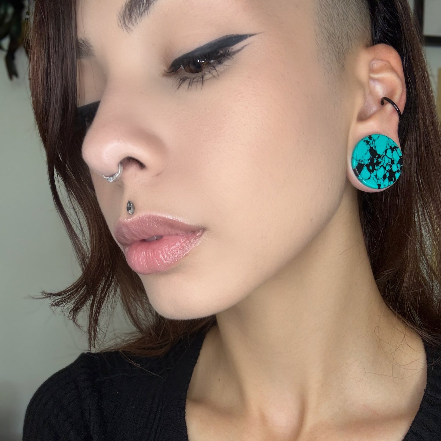 Turquoise Color Double Flare Plugs (Pair) - PH198