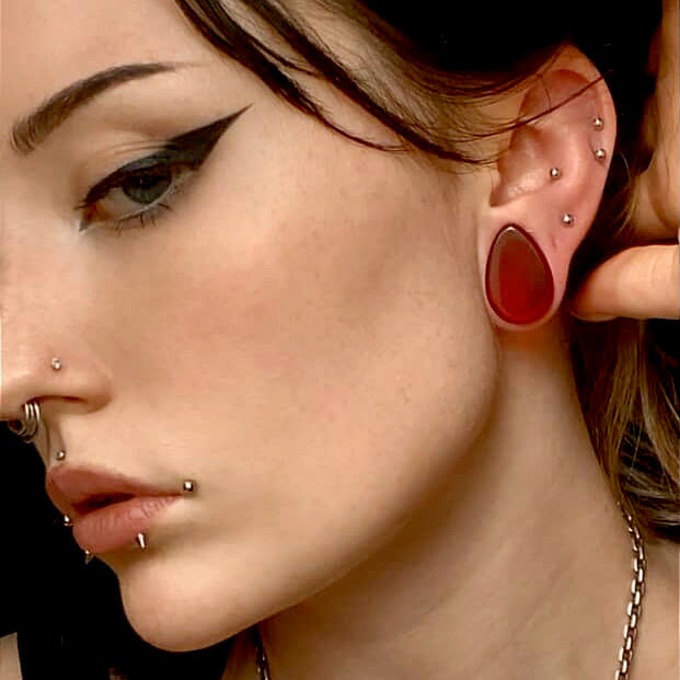 Phoenix Tears Red Glass Teardrop Plugs - (Pair) - PH182