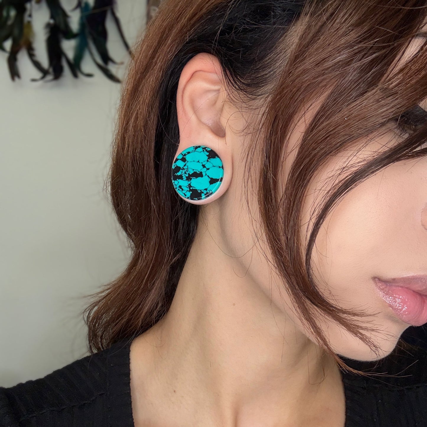 Turquoise Color Double Flare Plugs (Pair) - PH198