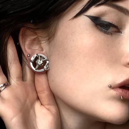 Ram Skull Stainless Steel Tunnels - Screw on Tunnel (Pair) - PSS07