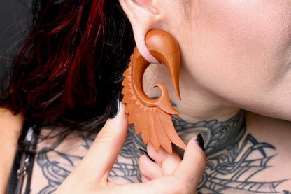 Wing Plug Hangers - Hand Carved Wood Wings (Pair) - A004