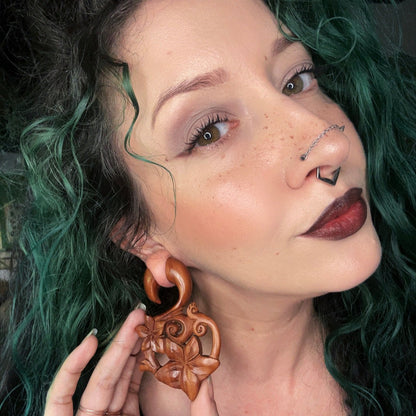 Sacred Flower Ear Stretcher Earrings (Pair) - A035