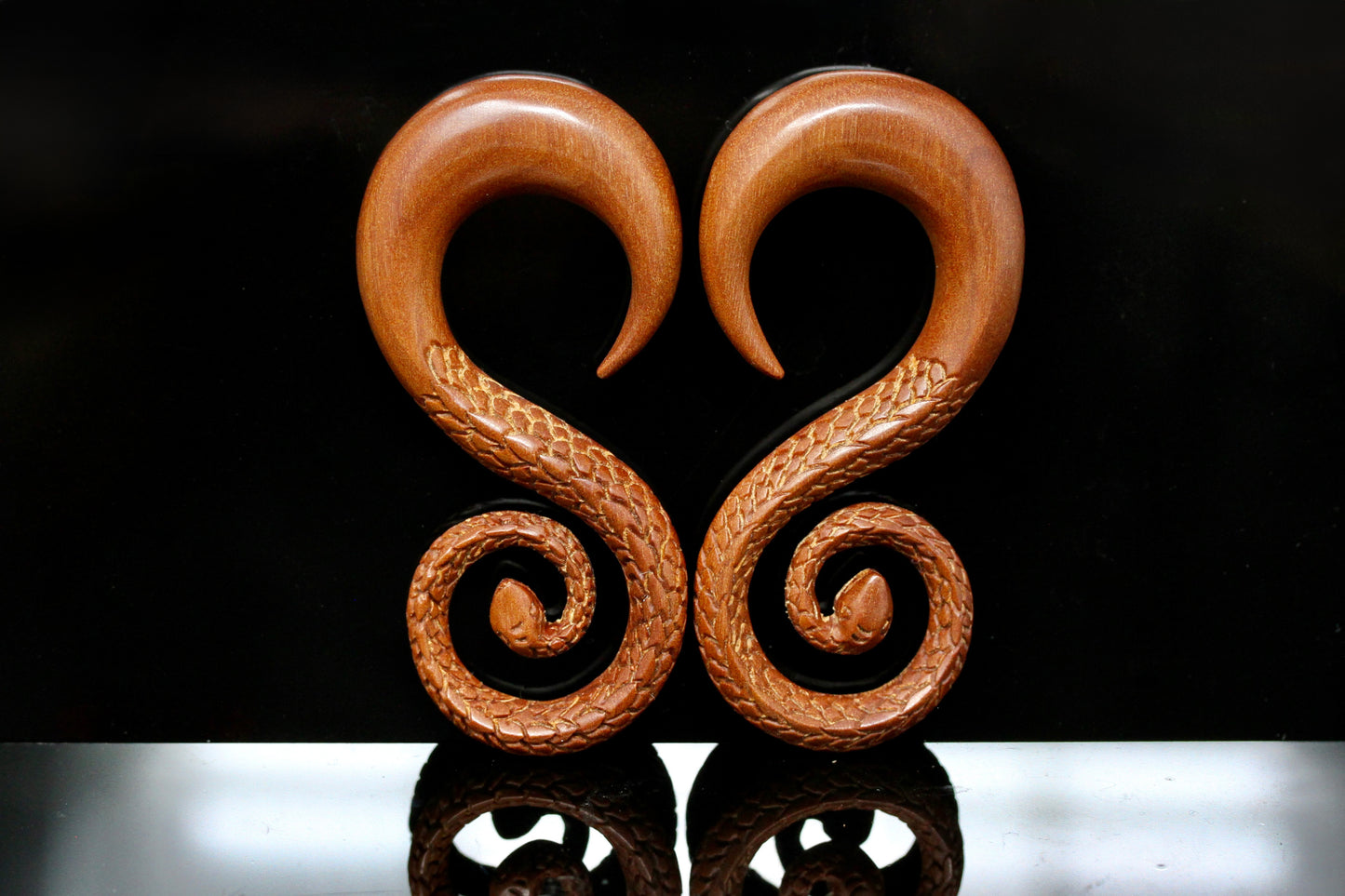 Serpent Ear Stretching Wood Hangers (Pair) - A043