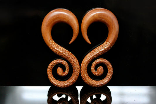 Serpent Ear Stretching Wood Hangers (Pair) - A043