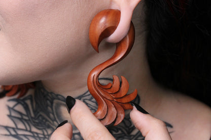 Carved Wood Ear Hangers (Pair) - A059