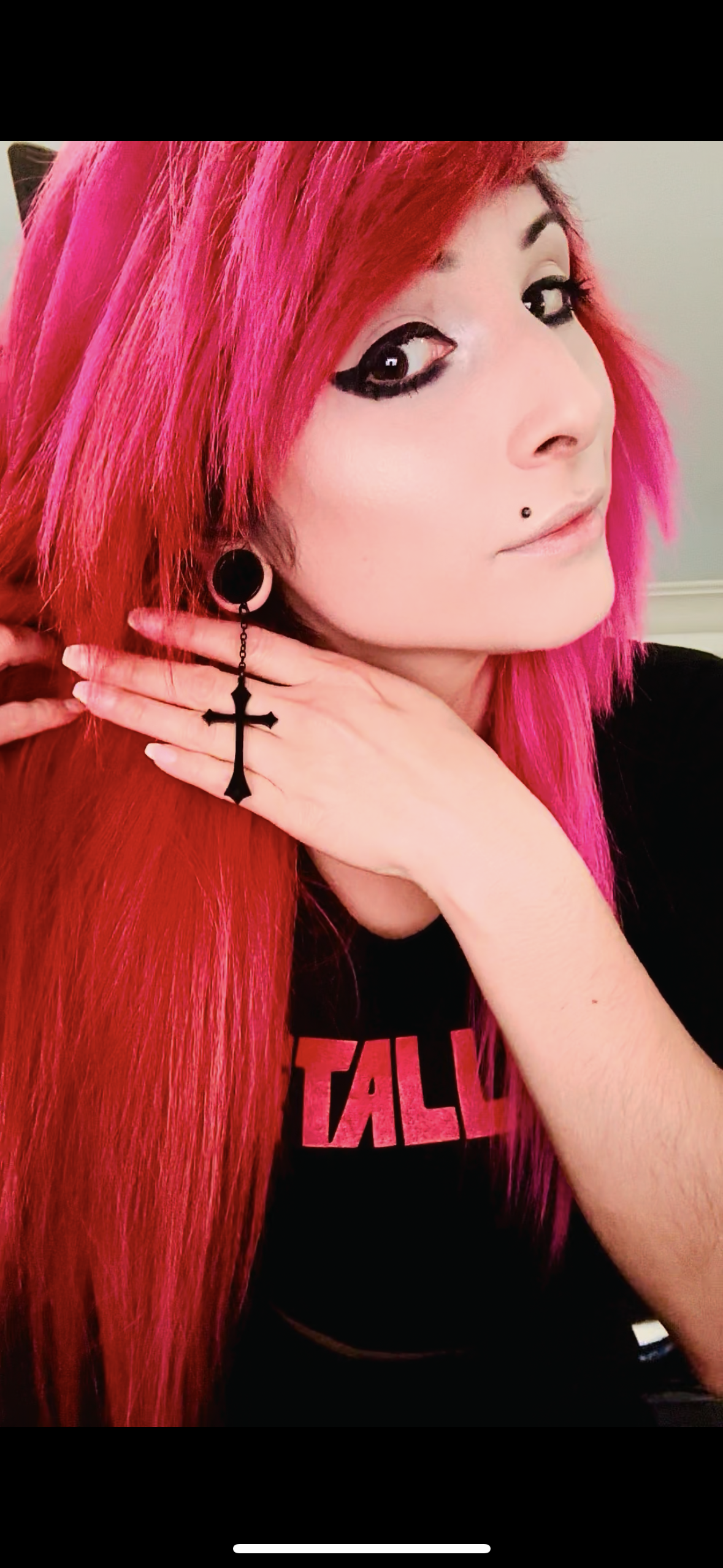 Black Cross Stainless Steel Danglers - Screw on Tunnel (Pair) - TF002