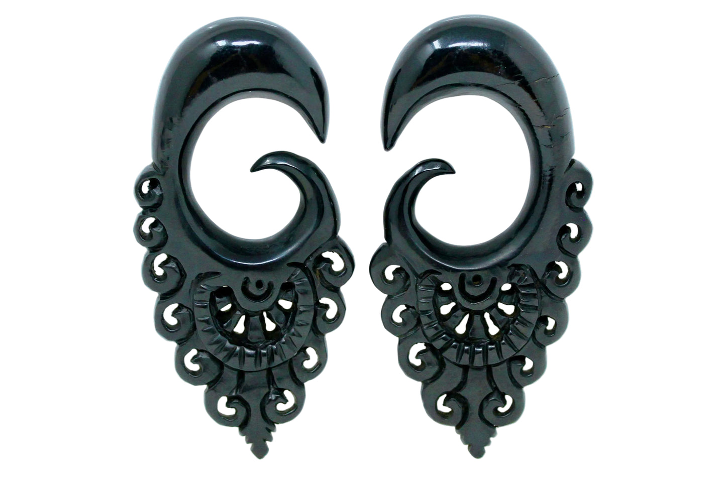 Horn Stretched Plug Earrings (Pair) - B035