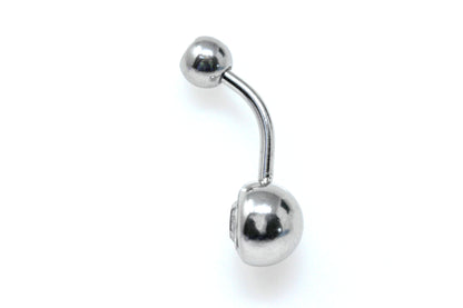 Clear CZ Double Ball Belly Button Ring - BPA004