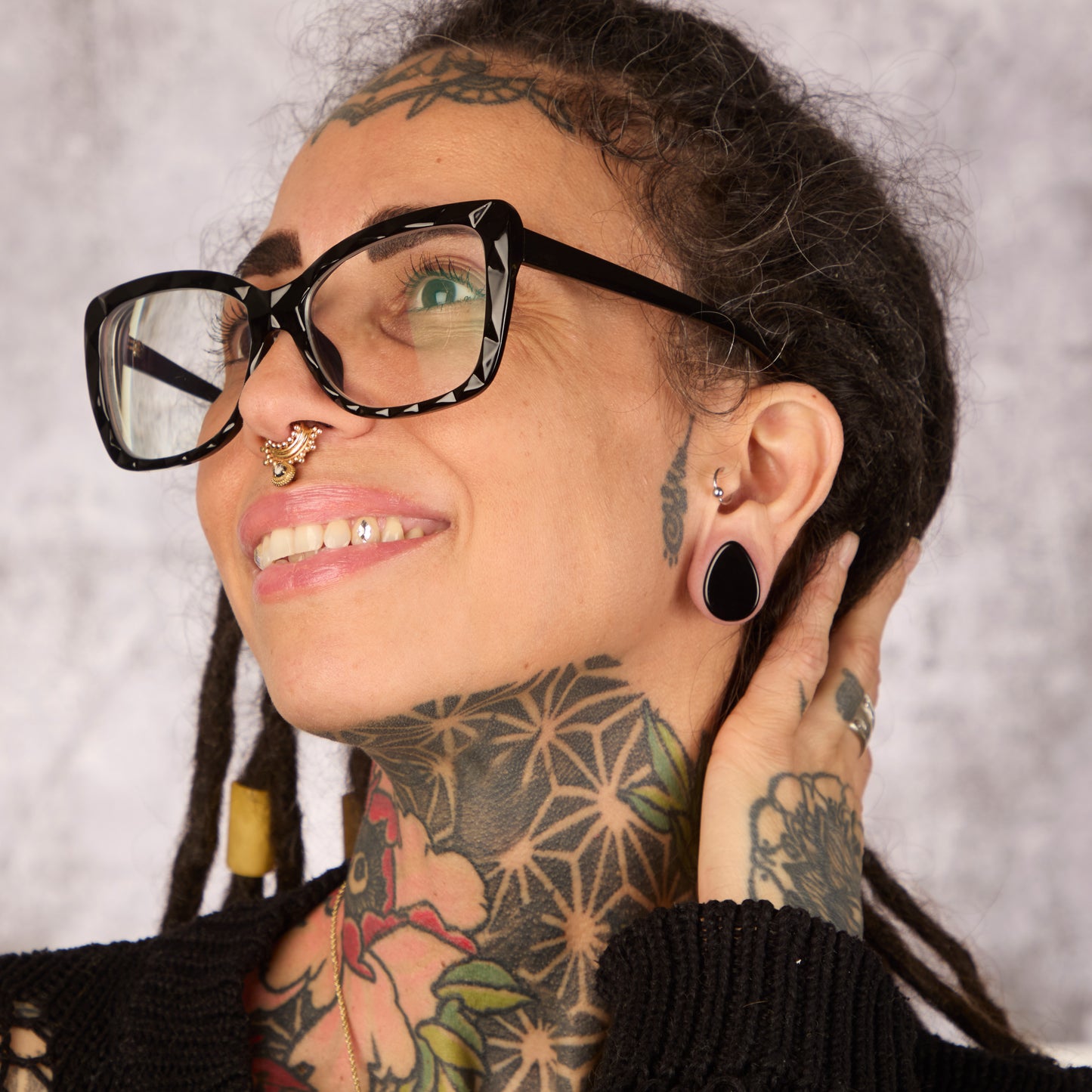 Obsidian Teardrop Plugs - Double Flared Obsidian Plugs (Pair) - PH117
