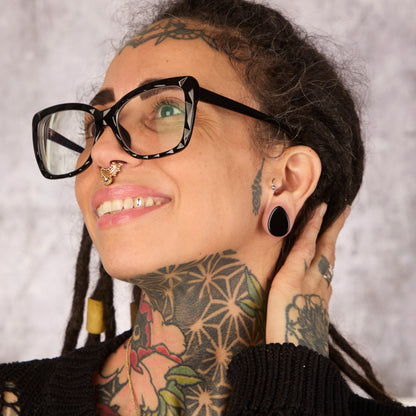 Obsidian Teardrop Plugs - Double Flared Obsidian Plugs (Pair) - PH117