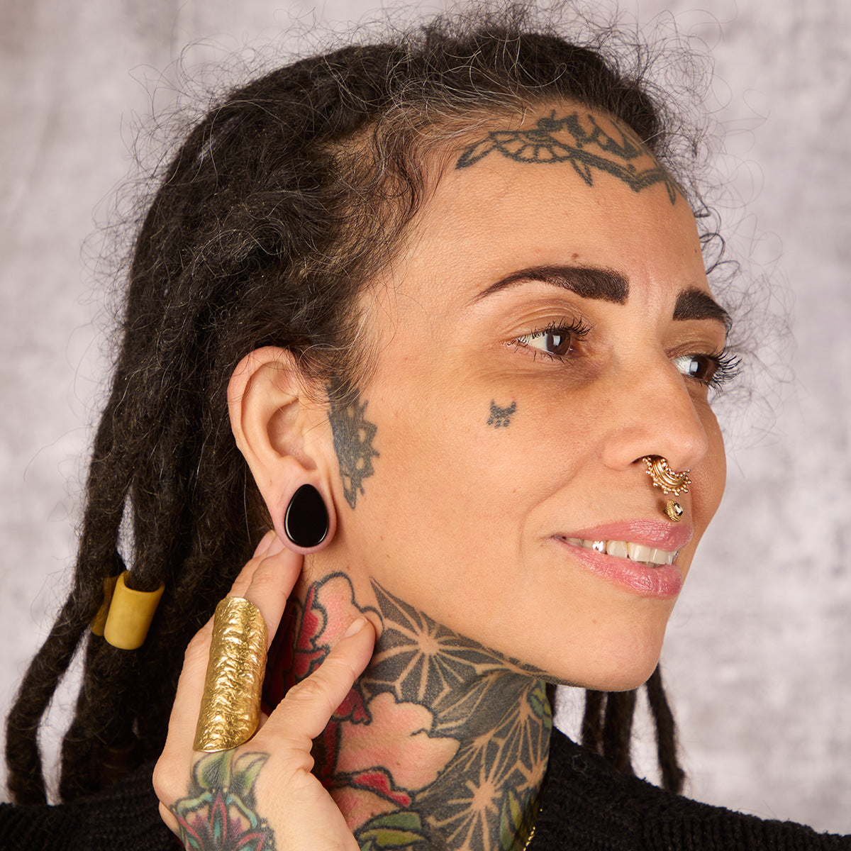 Obsidian Teardrop Plugs - Double Flared Obsidian Plugs (Pair) - PH117