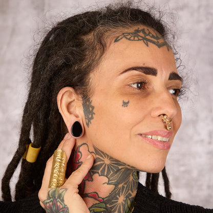 Obsidian Teardrop Plugs - Double Flared Obsidian Plugs (Pair) - PH117
