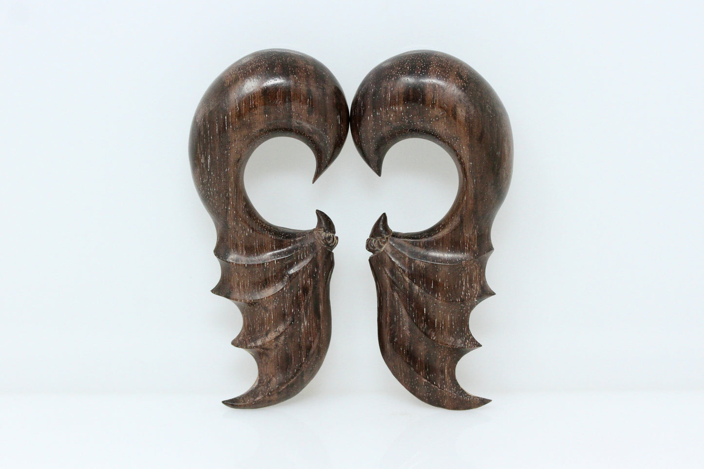 Bats Wings Hanging Plugs - Carved Wood Bat Wings - (Pair) - D045