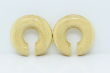 Wood Carved Ear Hoops (Pair) - E006