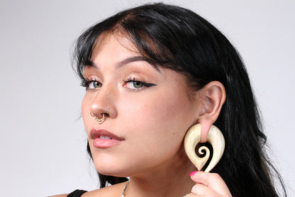 Wooden spiral gauged earrings