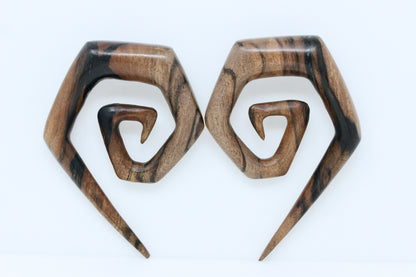 Areng Wood Stretched Ear Spirals (Pair) - F002