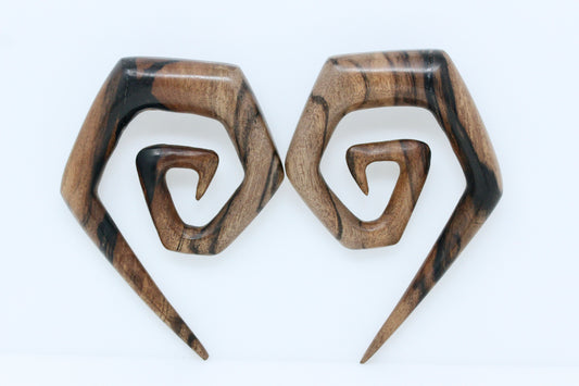 Areng Wood Stretched Ear Spirals (Pair) - F002