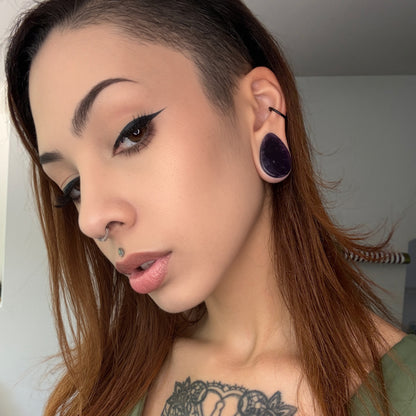 Amethyst Teardrop Plugs - Double Flared Amethyst Plugs (Pair) - PH19