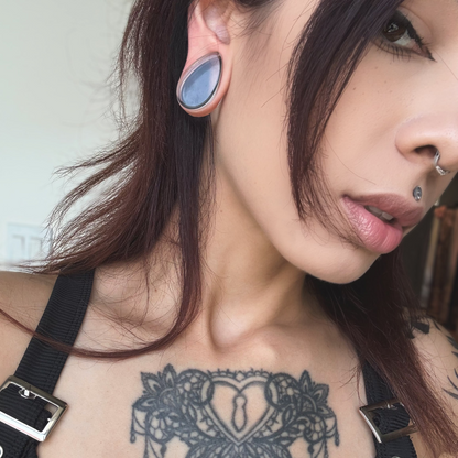 Clear Glass Teardrop Plugs (Pair) - PH43