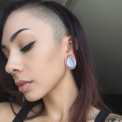 Clear Glass Teardrop Plugs (Pair) - PH43
