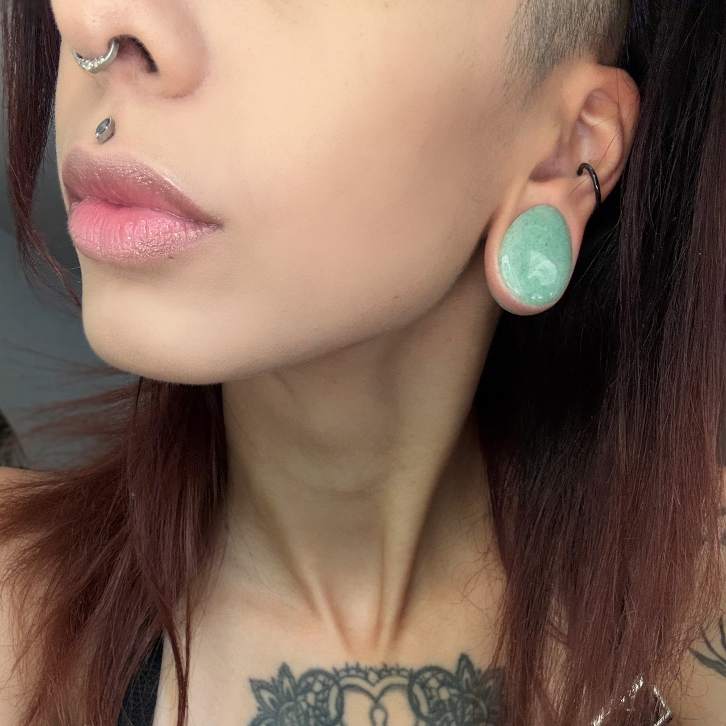 Aventurine Teardrop plugs (Pair) - PH91