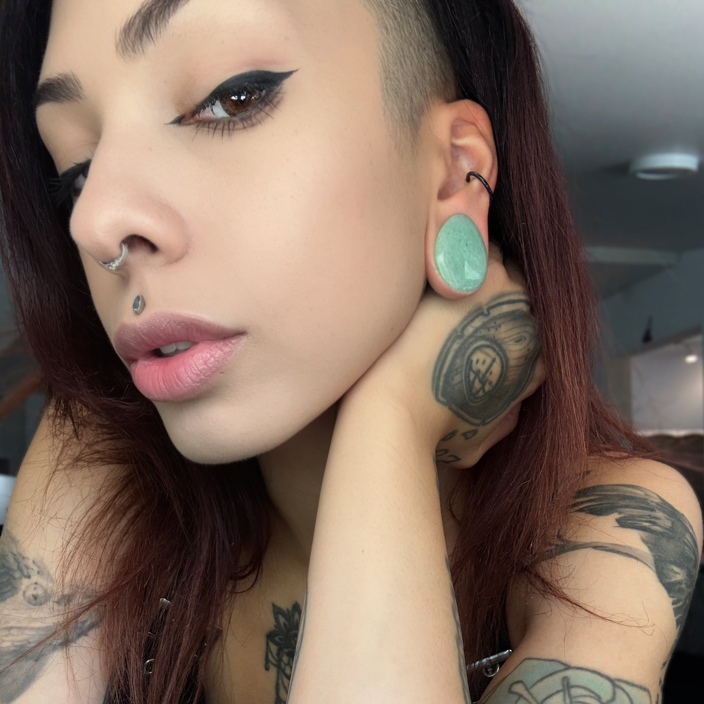 Aventurine Teardrop plugs (Pair) - PH91