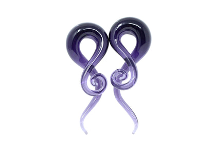 Purple Glass Twisting Hanger Plugs (Pair) - G006