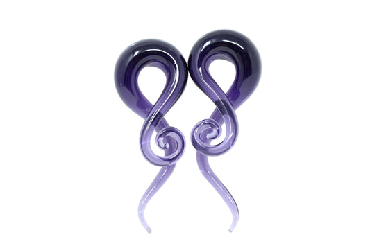 Purple Glass Twisting Hanger Plugs (Pair) - G006