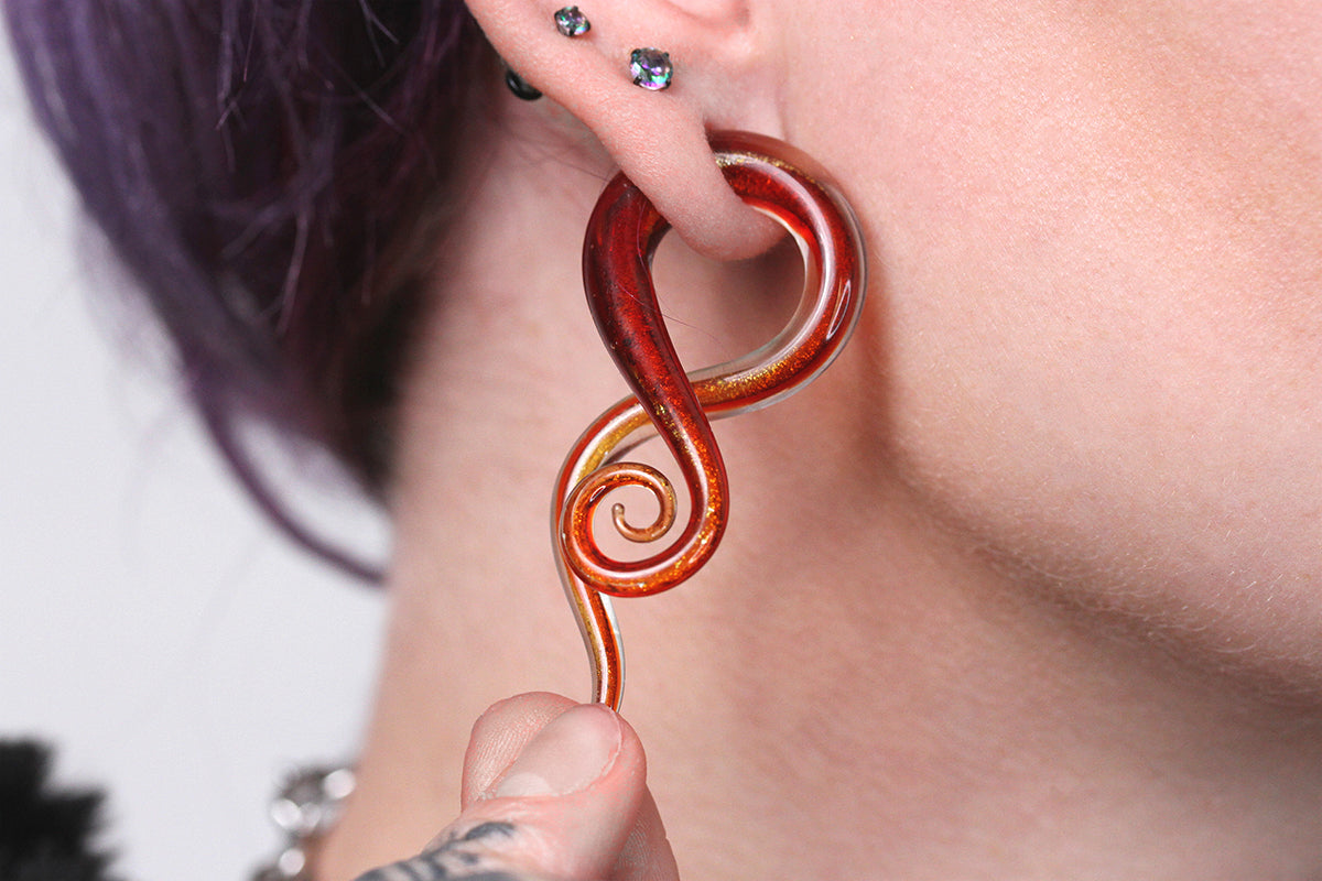 Glass Lava Twisters (5mm - 12mm) (Pair) - G009